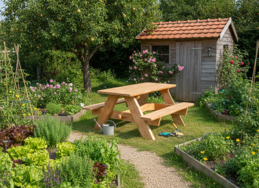 Garten-Garnitur aus Massivholz